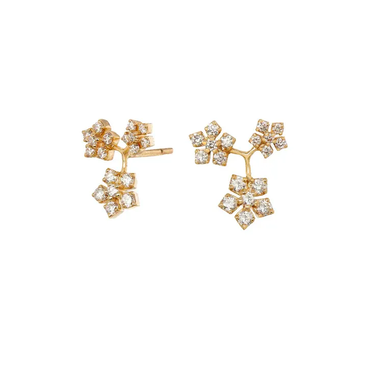 Enchanted Garden 0.56Ct Diamond Trio Stud Earrings in 18k Yellow Gold