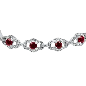 Estate 18k White Gold Ruby & Diamond Bracelet