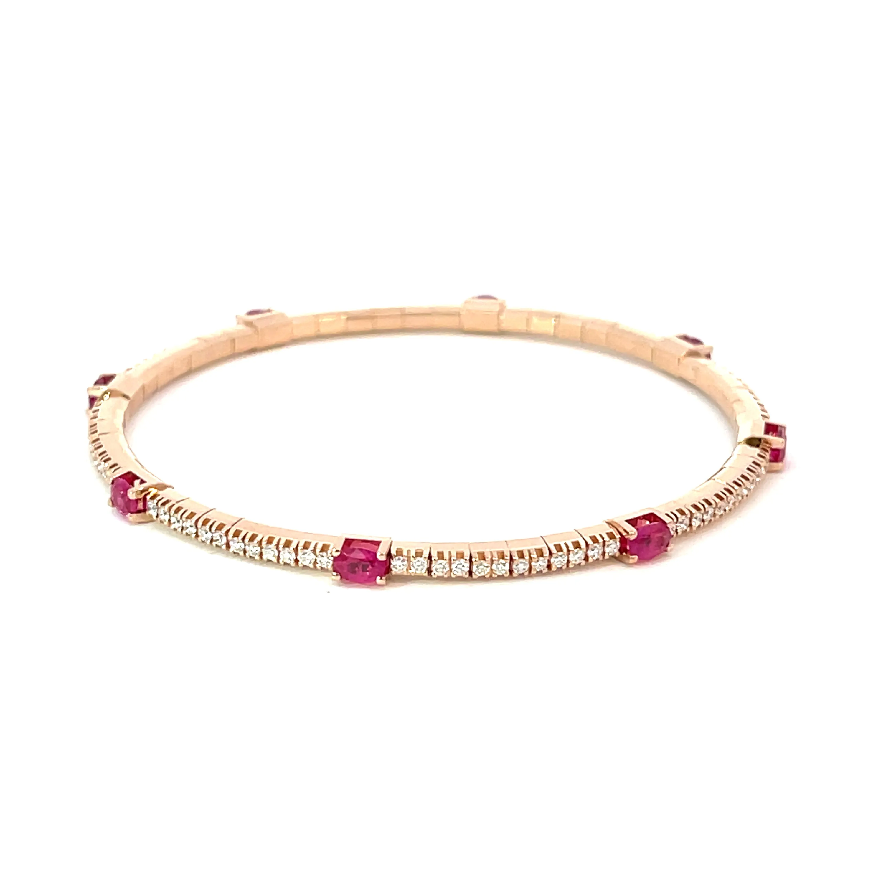 Ex-Tensible™ Oval Ruby Station & Diamond Stretch Tennis Bracelet