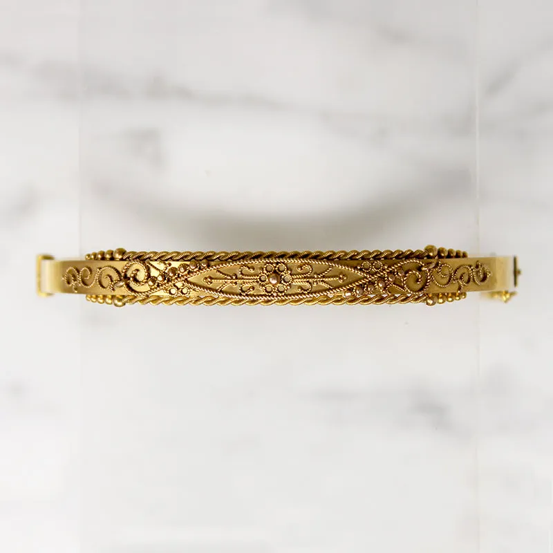 Exceptional Edwardian Etruscan Revival 15ct Gold Bangle