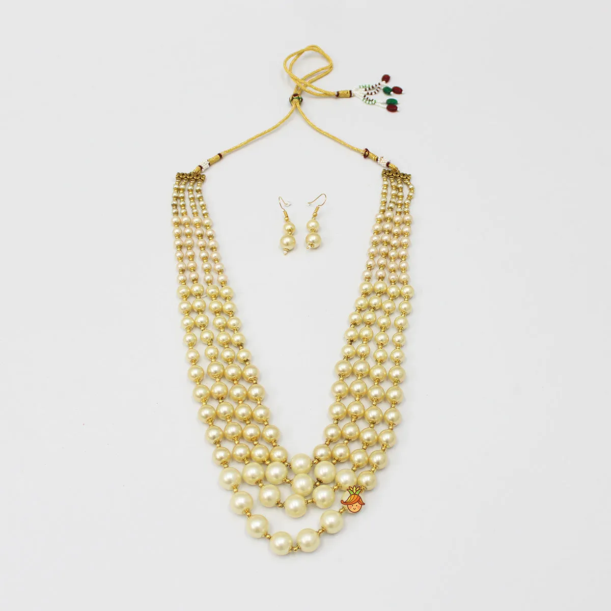 Exquisite Multistranded Pearly Necklace With Earrings