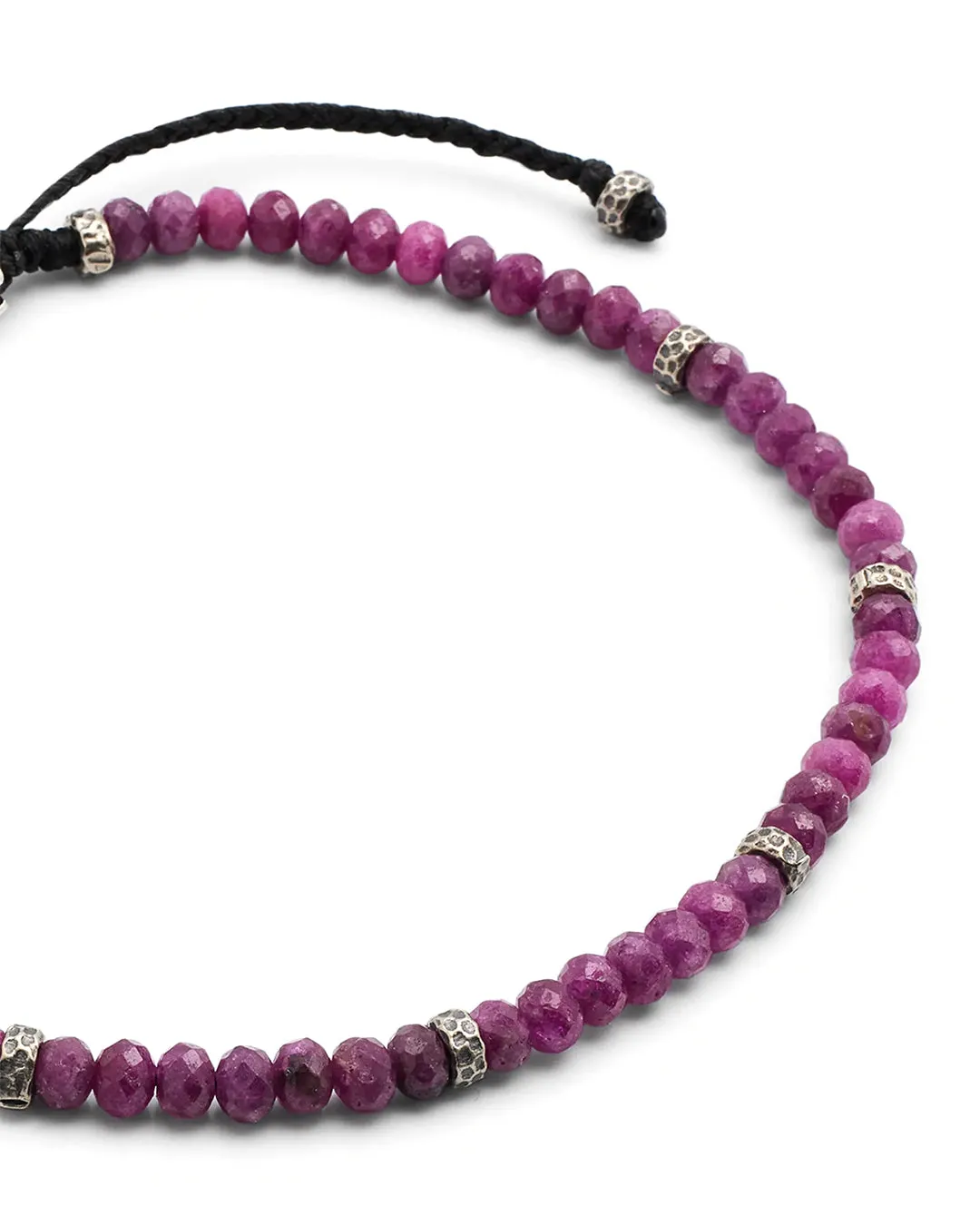 Faceted Ruby Pull Cord Bracelet