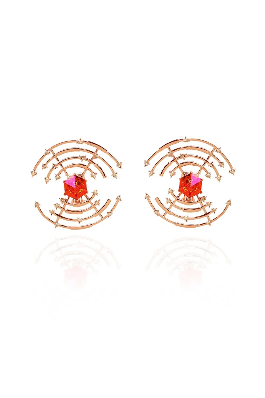 Falcon Coral Swarovski Stud Earrings