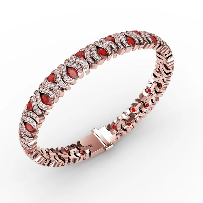 Fana Wave Ruby and Diamond Bracelet