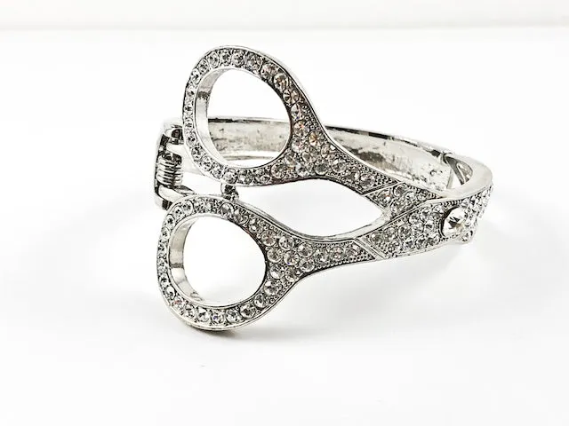 Fancy Fun Large Scissor Design Shape Crystal Fashion Bangle Bracelet