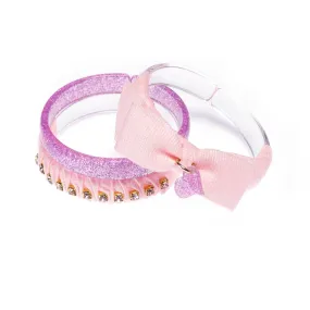 Fancy Pink Fabric Bangle Bracelets