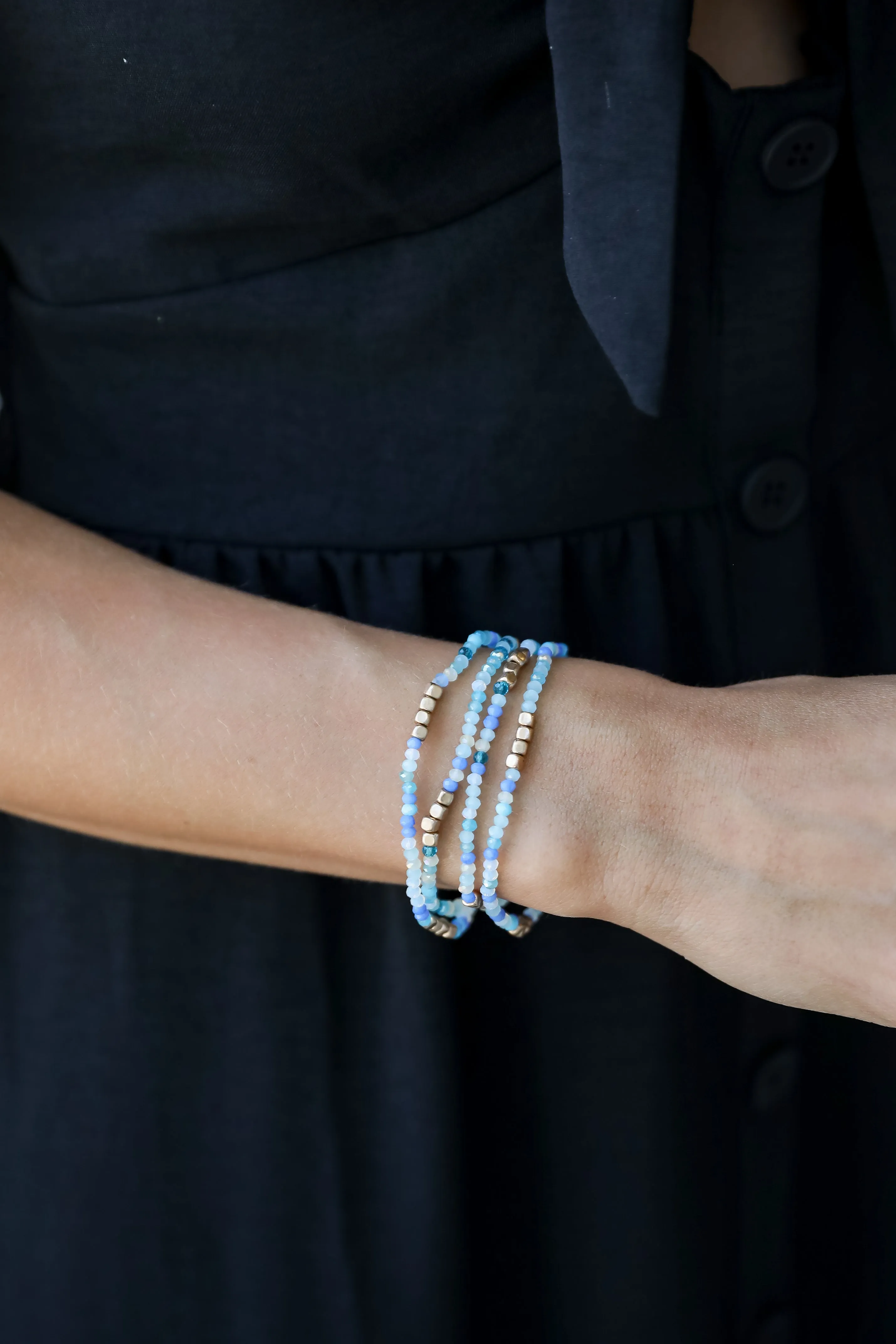 FINAL SALE - Olivia Blue Beaded Bracelet Set