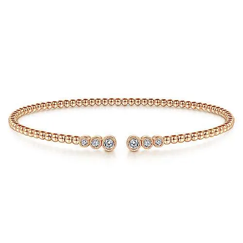 Gabriel 14K 0.24 Ct Diamond Bangle size 6.25 inch Bracelet, Available in White, Rose and Yellow Gold