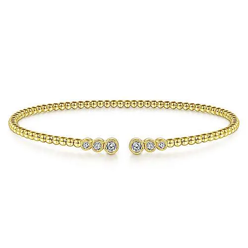 Gabriel 14K 0.24 Ct Diamond Bangle size 6.25 inch Bracelet, Available in White, Rose and Yellow Gold