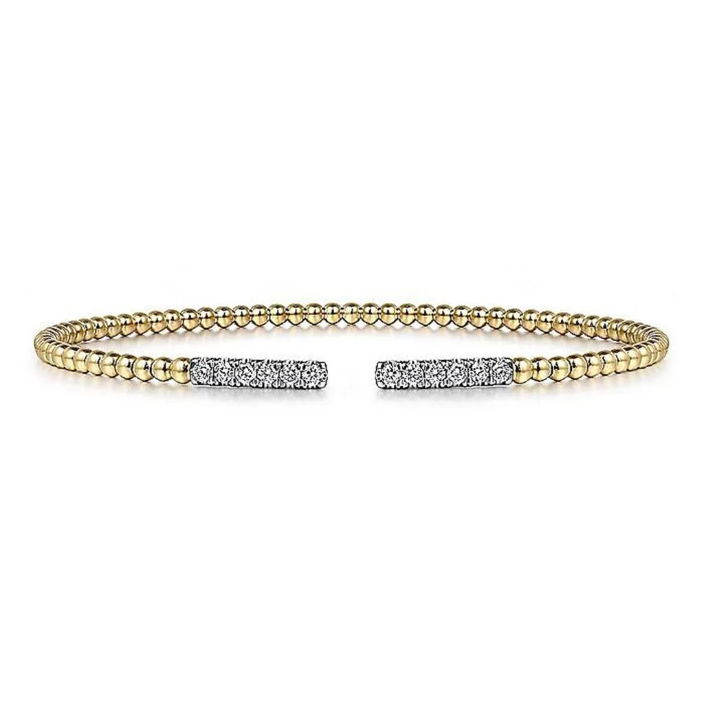 Gabriel & Co. 14K Yellow Gold Bujukan Diamond Bars Bangle