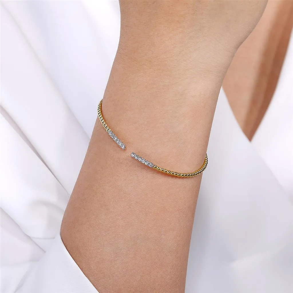 Gabriel & Co. 14K Yellow Gold Bujukan Diamond Bars Bangle