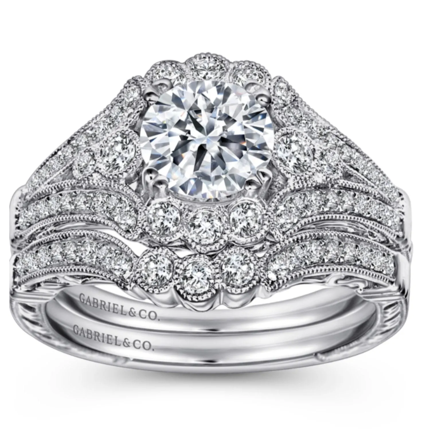 Gabriel & Co. "Armada" Curved Diamond Wedding Band