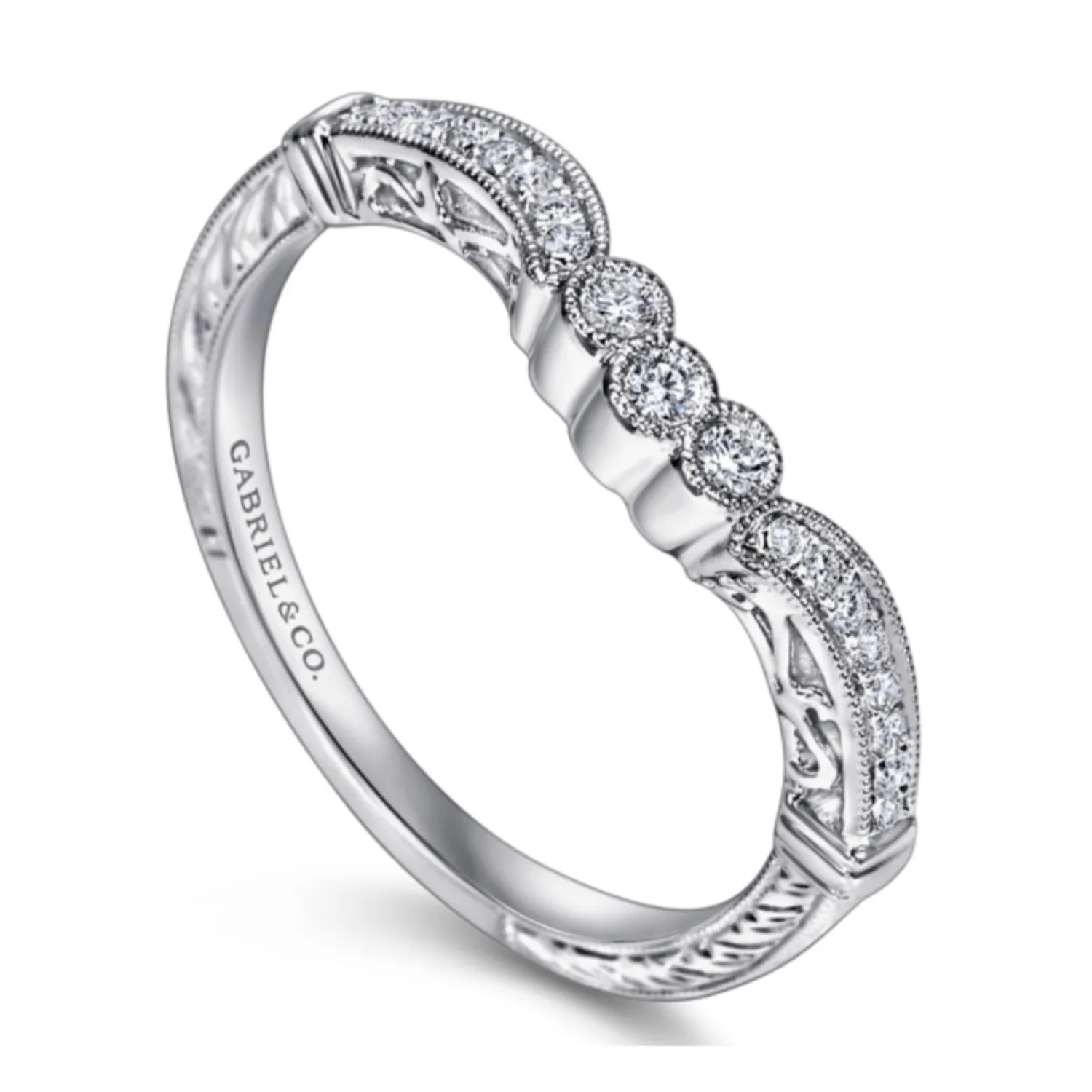 Gabriel & Co. "Armada" Curved Diamond Wedding Band