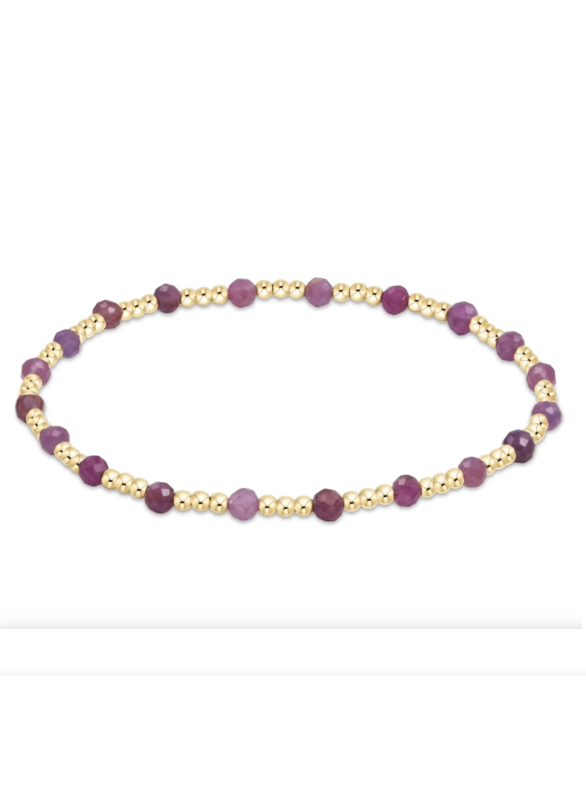 Gemstone Gold Sincerity Pattern 3mm Bead Bracelet - Ruby