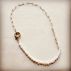 Genuine Freshwater Pearl & Gold Chain Necklace