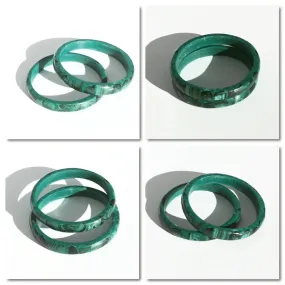 Genuine natural green malachite vintage bangles