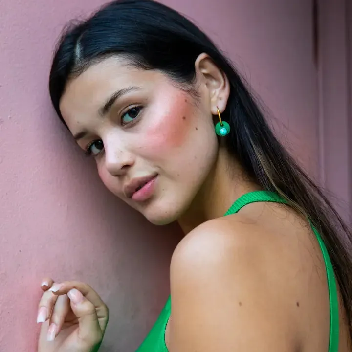 Glam Medallion Hoops | Green