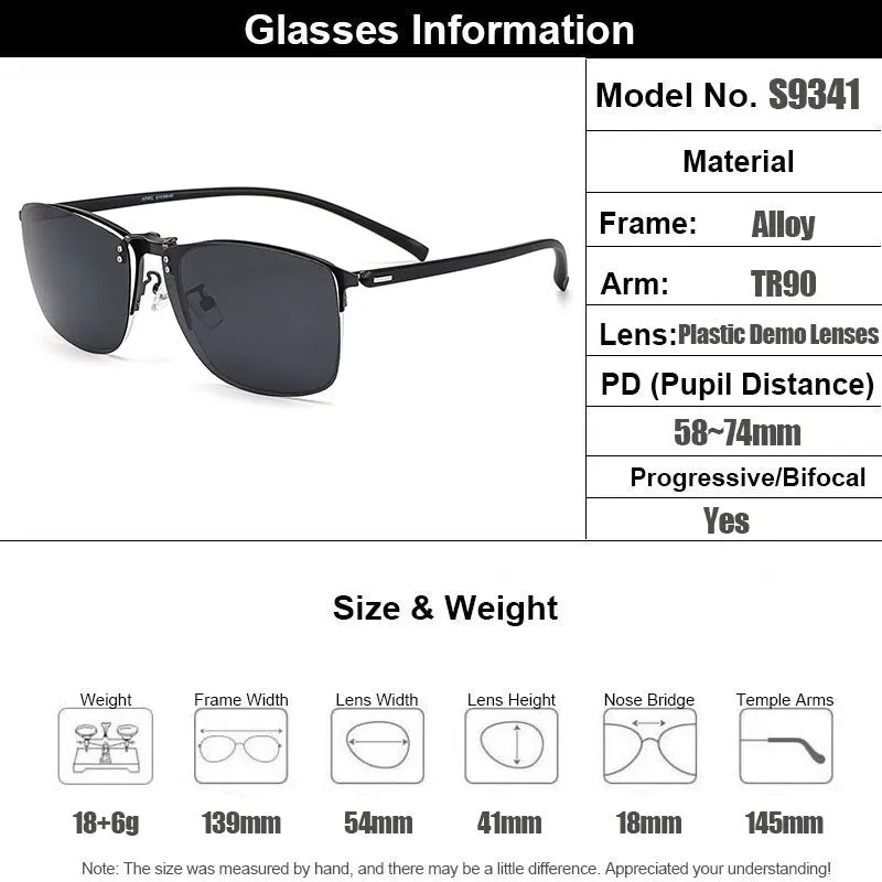 Gmei Full Rim Men's Eyeglasses Clip On Sunglasses Square Titanium Alloy S9341