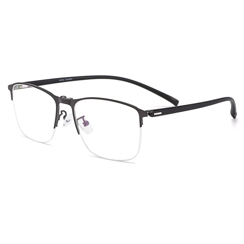 Gmei Full Rim Men's Eyeglasses Clip On Sunglasses Square Titanium Alloy S9341