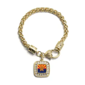 Gold Arizona Flag Square Charm Braided Bracelet