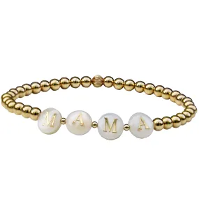 Gold Beaded MAMA Bracelet | Mother of Pearl