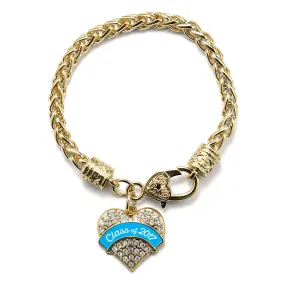 Gold Blue Class of 2017 Pave Heart Charm Braided Bracelet