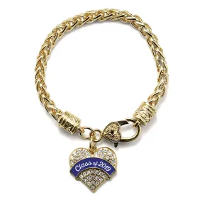 Gold Class of 2019 - Navy Pave Heart Charm Braided Bracelet