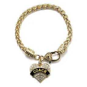 Gold Coach - Black and Yellow Pave Heart Charm Braided Bracelet