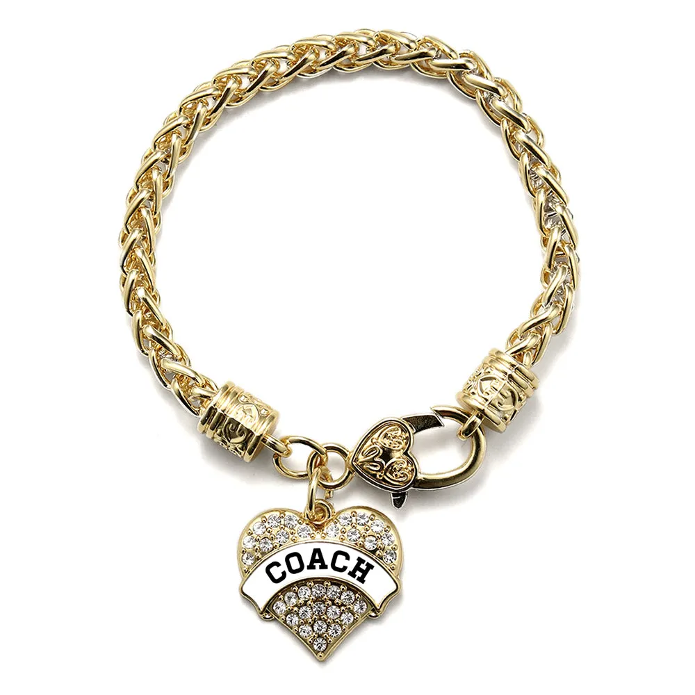 Gold Coach - White and Black Pave Heart Charm Braided Bracelet