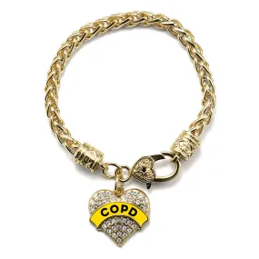 Gold COPD Awareness Pave Heart Charm Braided Bracelet