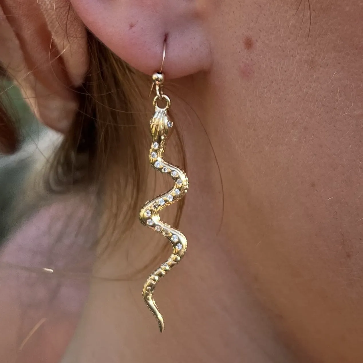 Gold Coral Snake Earrings