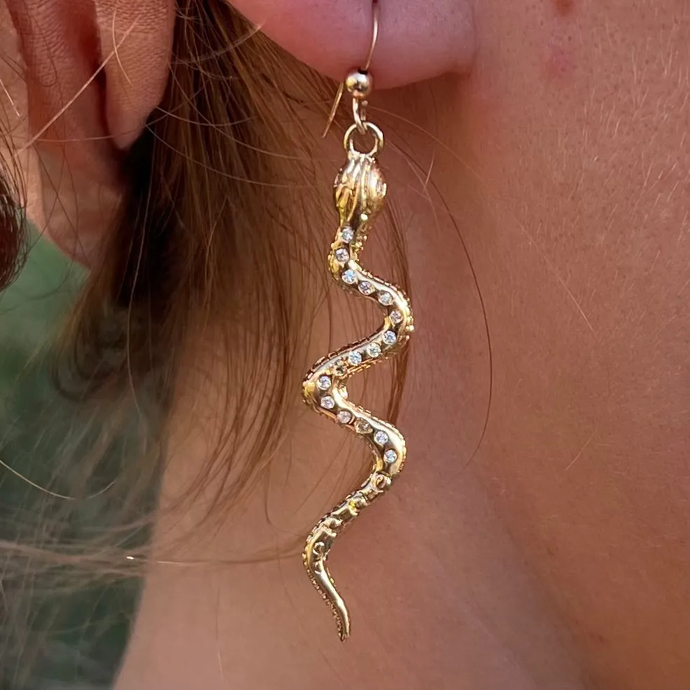 Gold Coral Snake Earrings