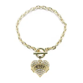 Gold Gigi Pave Heart Charm Toggle Bracelet