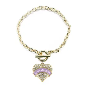 Gold Lavender Granddaughter Pave Heart Charm Toggle Bracelet