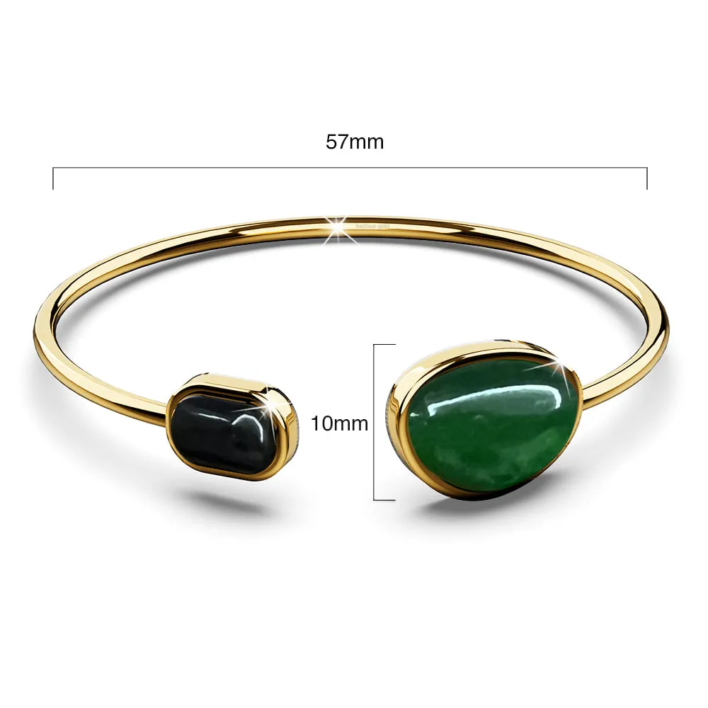 Gold Layered Agate Stone Cuff Bangle