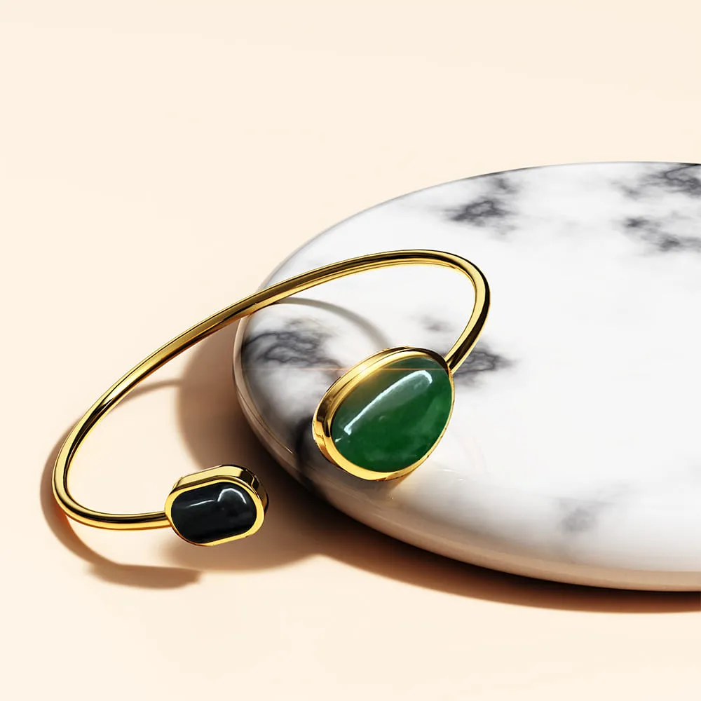 Gold Layered Agate Stone Cuff Bangle