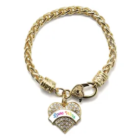 Gold Love Wins Pave Heart Charm Braided Bracelet