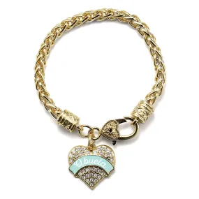 Gold Mint Abuela Pave Heart Charm Braided Bracelet