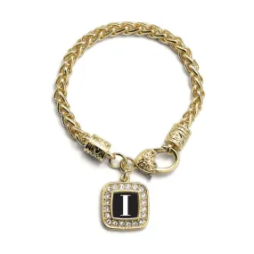 Gold My Vintage Initials - Letter I Square Charm Braided Bracelet