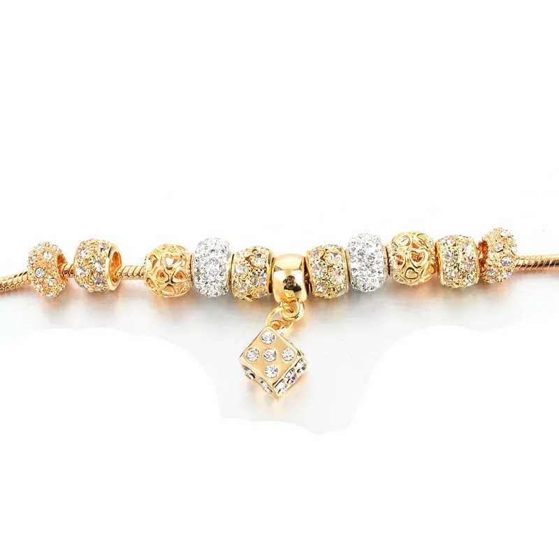 Gold-plated Peach Heart Beaded Bracelet