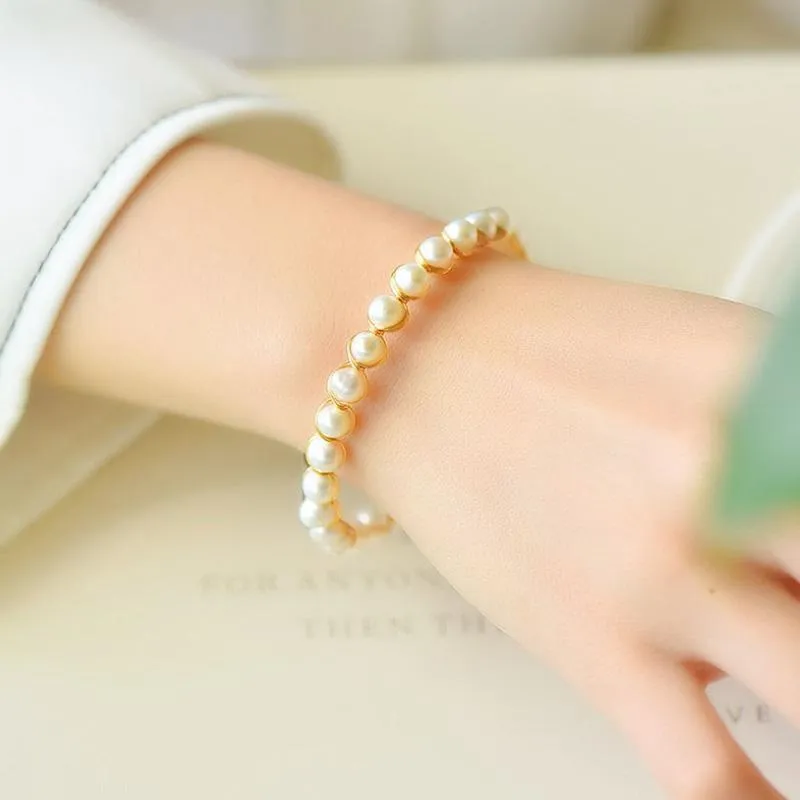 Gold Plated Pearl Bracelet