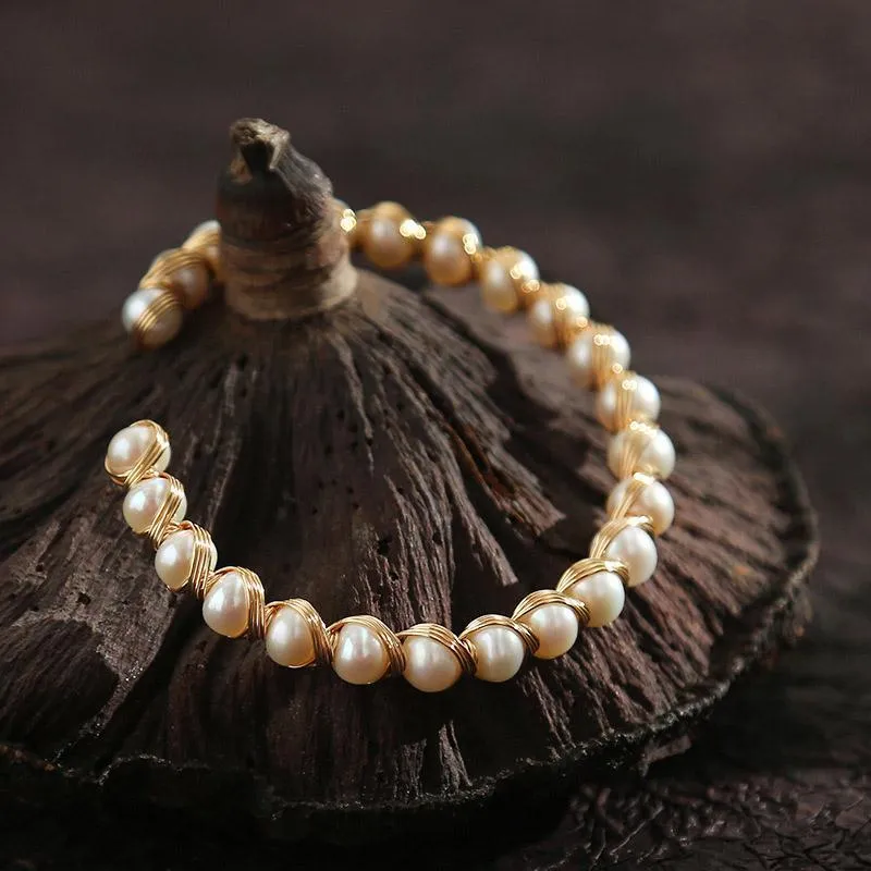 Gold Plated Pearl Bracelet