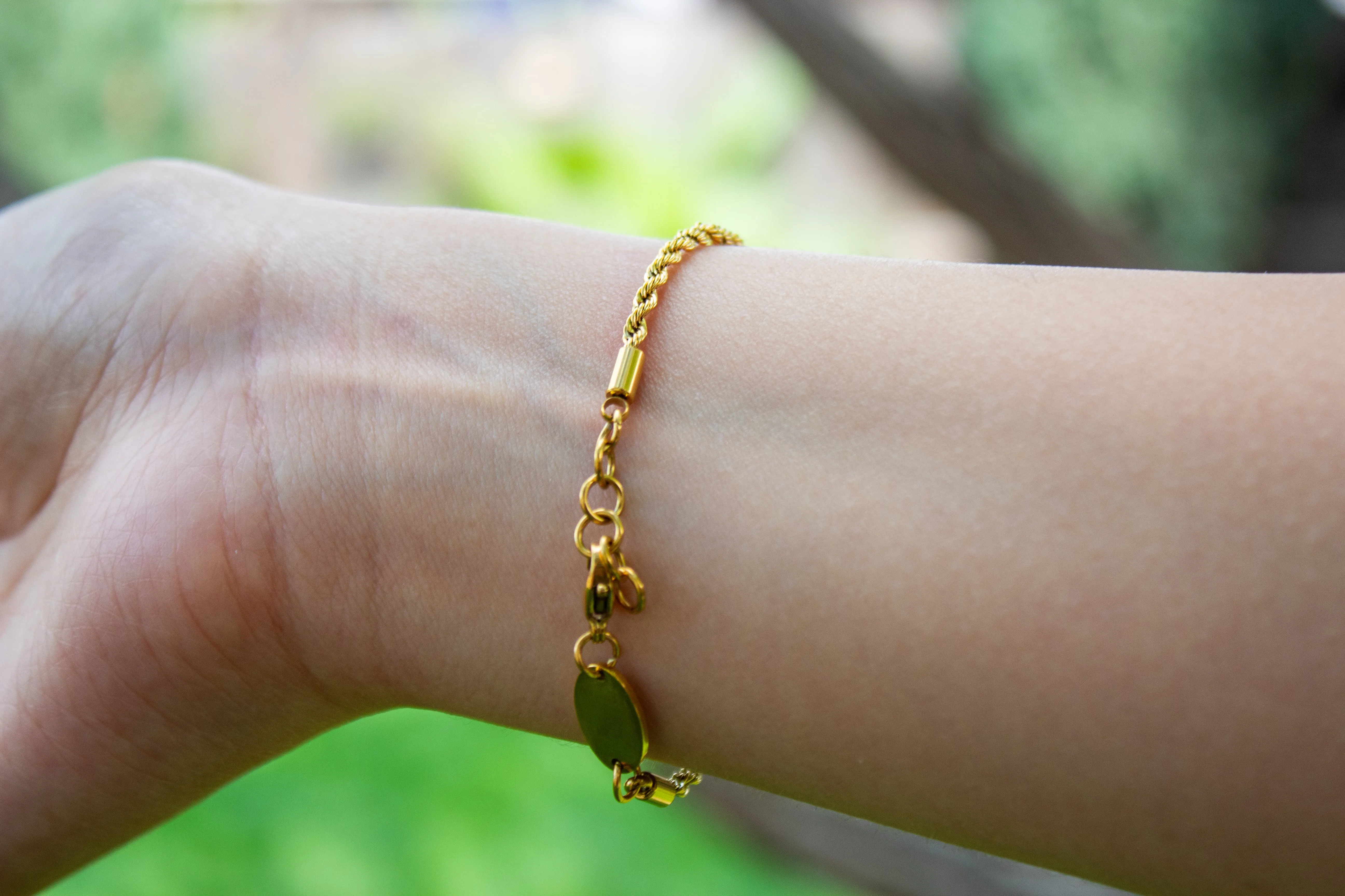 Gold Plated Rope Dangle Bracelet