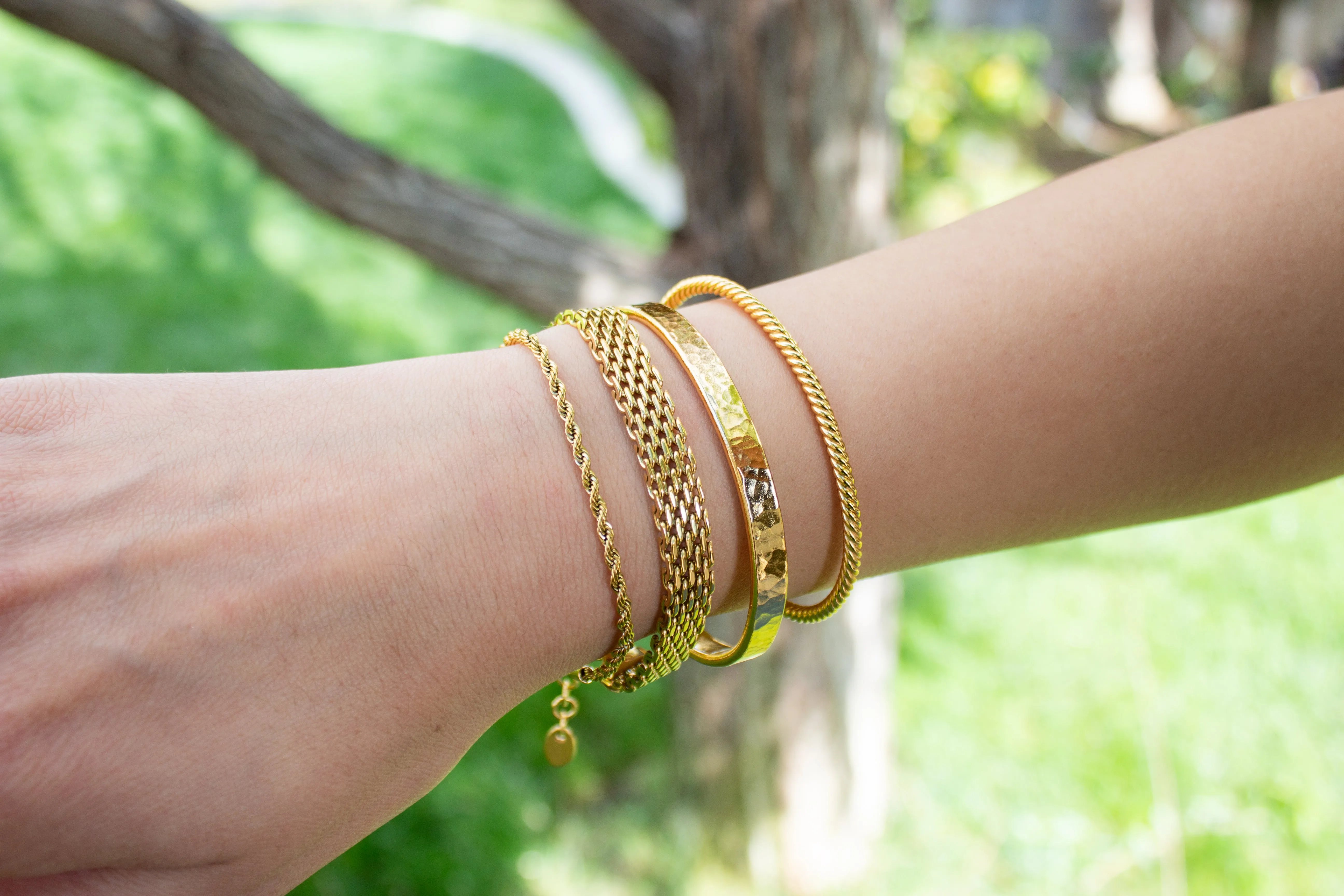 Gold Plated Rope Dangle Bracelet