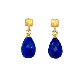 Gold Vermeil Square Studs with Lapis Lazuli Drops