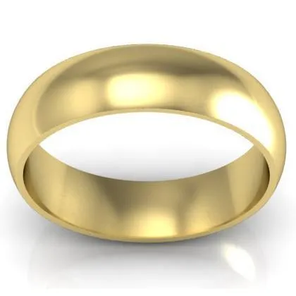 Gold Wedding Band 6mm