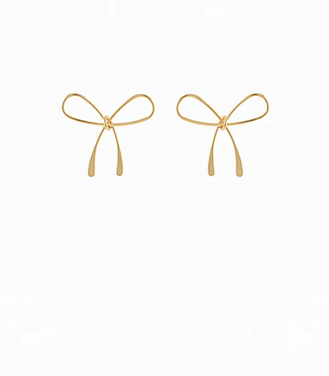 Gold Wire Bow Tie Earring