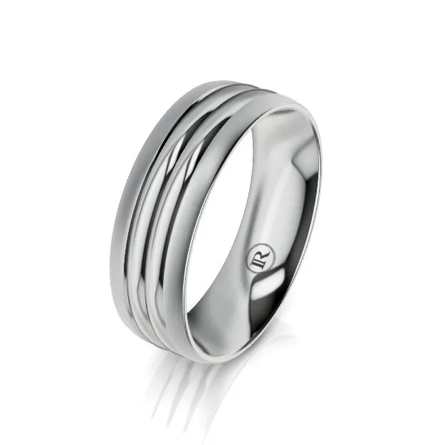 Grooved Platinum Wedding Ring