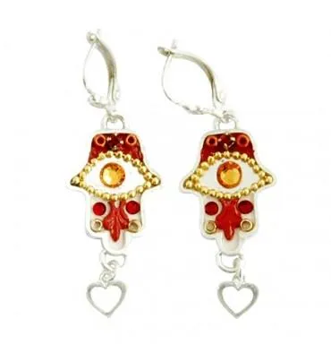 Hamsa Earrings Handcrafted in Color Tones