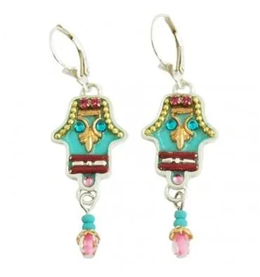 Hamsa Earrings Handcrafted in Color Tones